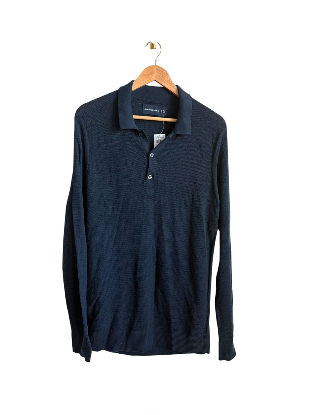 Abercrombie & Fitch Pima Cotton Knit Collared Polo Sweater Navy Blue Mens XL NWT